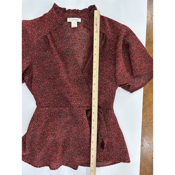 Monteau Womens Y2K Babydoll Wrap Top Dark‎ Red Whimsigoth Witchy Academia Size S - Picture 10 of 11